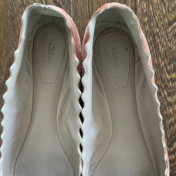 Authentic CHLOE Lauren Scallop Orange Suede Flats (Size 6) - Picture 5 of 5
